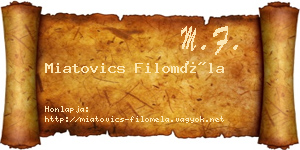 Miatovics Filoméla névjegykártya